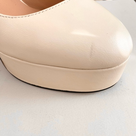 NEW Lola Cruz Norther Platform Pump Block Heel Round Toe Cream Leather Size 36 - Picture 11 of 14